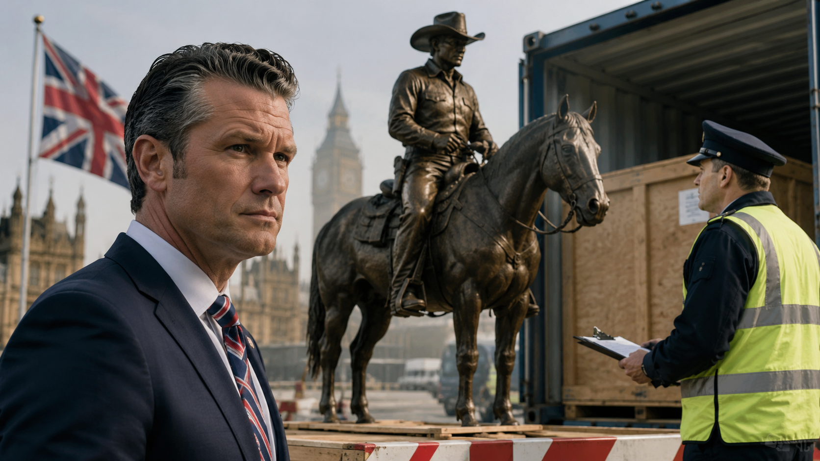 hegseth cowboy statue gift held